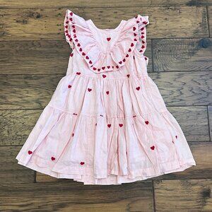 Pink Chicken Confetti Hearts Embroidered Dress *